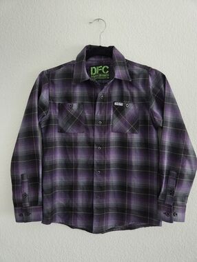DIXXON X B.J. Baldwin Flannel Youth Division Medium Purple Plaid Snap Shirt